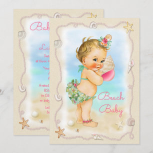 Blond baby shower för snäcka för strandbabyConch Inbjudningar