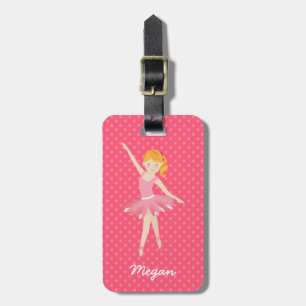 Blond Ballerina med rosa polka dots Bagagebricka