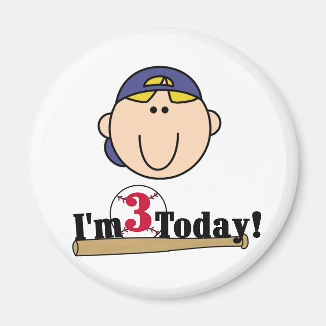 Blond Boy Baseball 3:e födelsedagen Magnet (Framsidan)