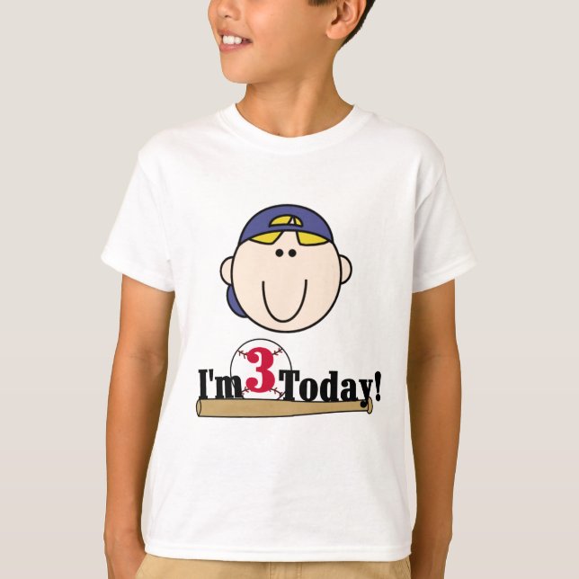 Blond Boy Baseball 3:e födelsedagen Tee (Framsida)