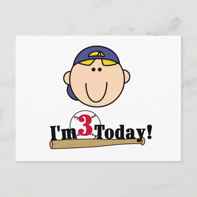 Blond Boy Baseball 3:e födelsedagen Vykort (Framsida)