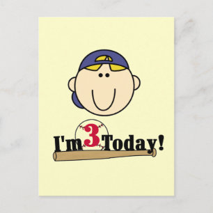 Blond Boy Baseball 3:e födelsedagen Vykort