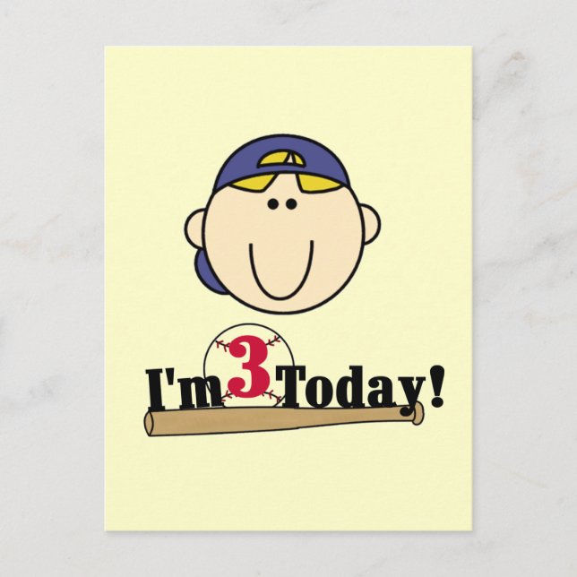 Blond Boy Baseball 3:e födelsedagen Vykort (Framsida)