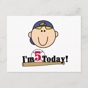 Blond Boy Baseball 5:e födelsedagen Vykort