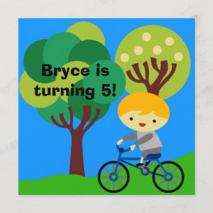 Blond Boy på Bicycle Birthday-inbjudan Inbjudningar
