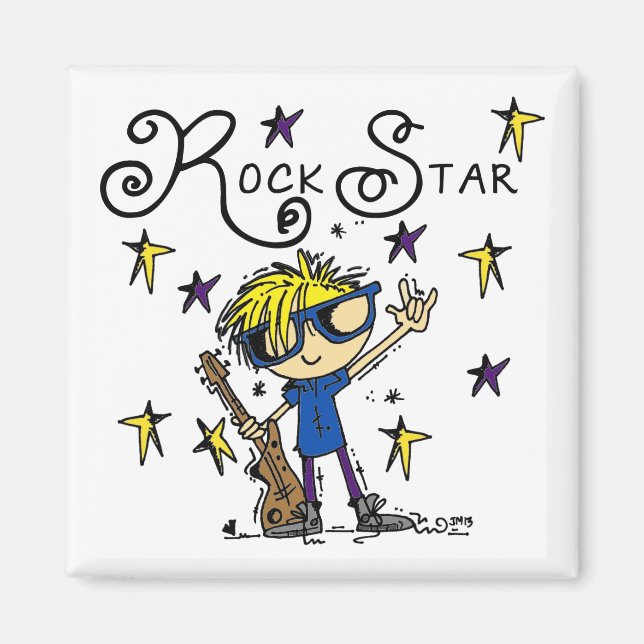 Blond Boy Rockstjärna Magnet (Framsidan)