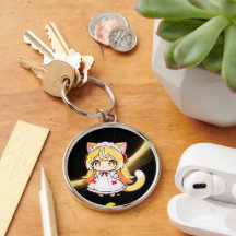 Blond Chibi Kattflicka i Midiklänning