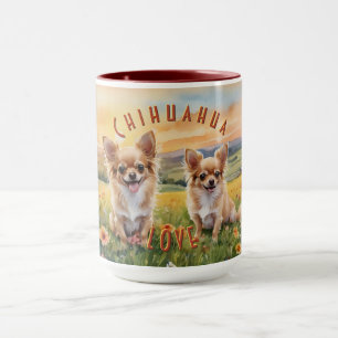 Blond Chihuahua och Valp Farm Sunrise Mugg