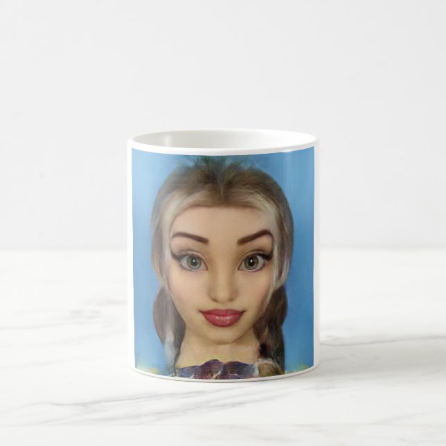 Blond doll cartoon  kaffemugg (Center)
