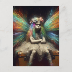 Blond Fairy with an Attititude on Vintage Suitcase Vykort