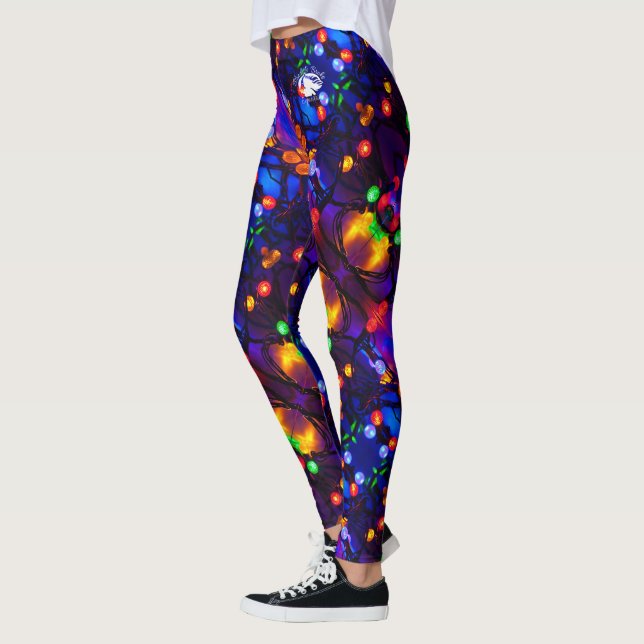 Blond & fattig - mönstrad damasker - vitlogotyp leggings (Vänster)