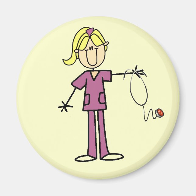 Blond Female Stick figur Nurse Magnet (Framsidan)