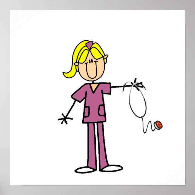 Blond Female Stick figur Nurse Poster (Framsidan)
