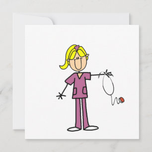 Blond Female Stick figur Nurse T-shirts