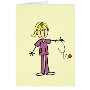 Blond Female Stick figur Nurse T-shirts Hälsningskort