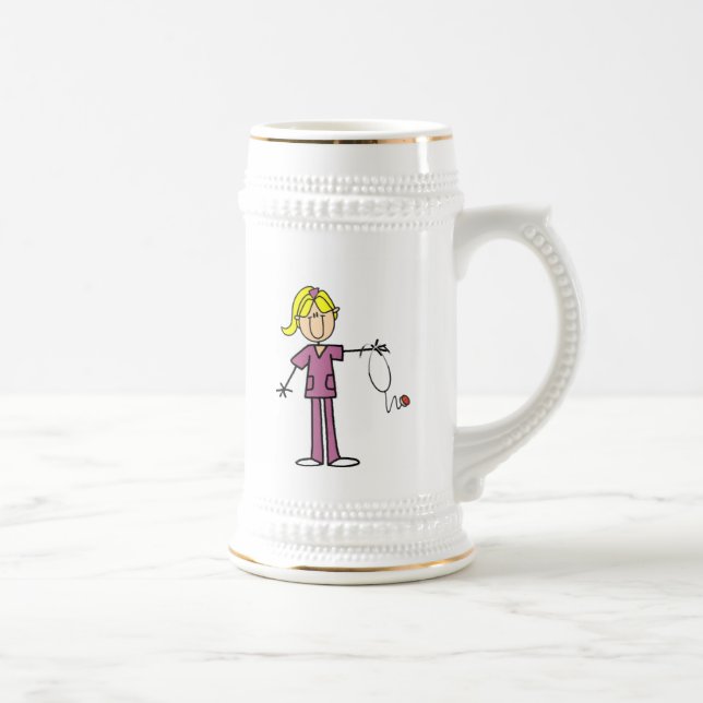 Blond Female Stick figur Nurse T-shirts Sejdel (Höger)