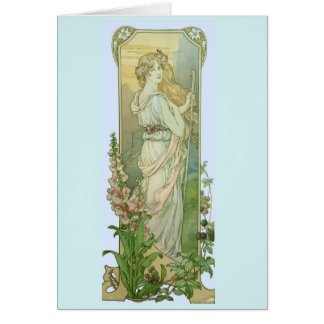 Blond flicka i vit hälsningskort