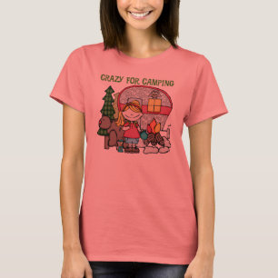 Blond flicka som är galen för att campa t shirt