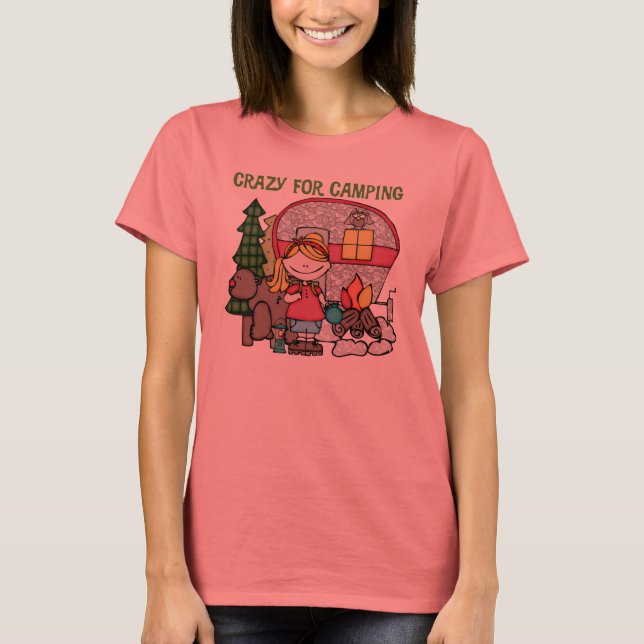 Blond flicka som är galen för att campa t shirt (Framsida)