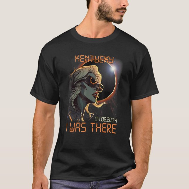 Blond Flicka Total Solförmörkelse 2024 Kentucky T Shirt (Framsida)