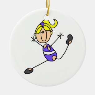 Blond flickagymnast julgransprydnad keramik