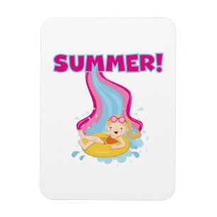Blond flickasommar magnet