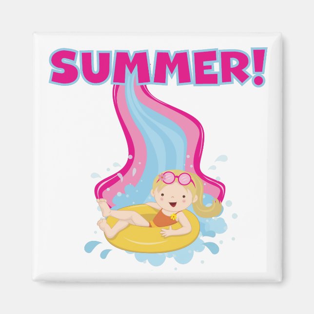 Blond flickasommar magnet (Framsidan)
