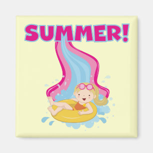 Blond flickasommar magnet