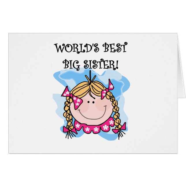 Blond flickavärlds bäst storasyster hälsningskort (Framsidan Horizontal)