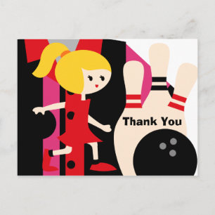 Blond Girl Bowling Birthday Tack vykort