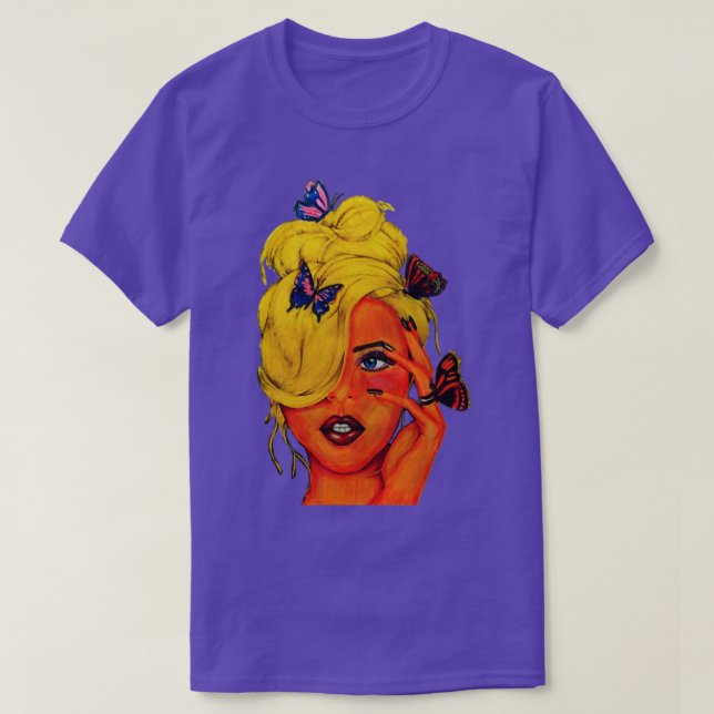 Blond Girl Butterfly T Shirt (Design framsida)