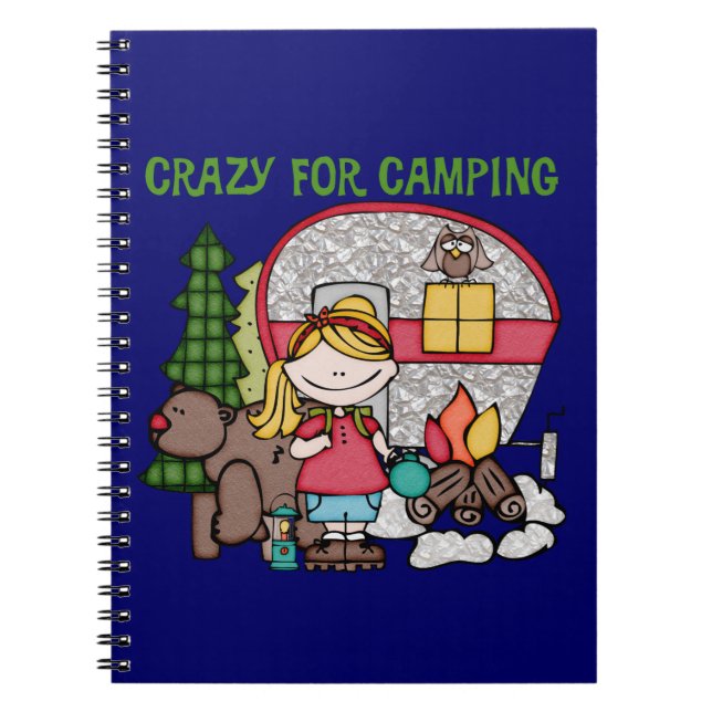 Blond Girl Crazy for Camping Anteckningsbok (Framsidan)