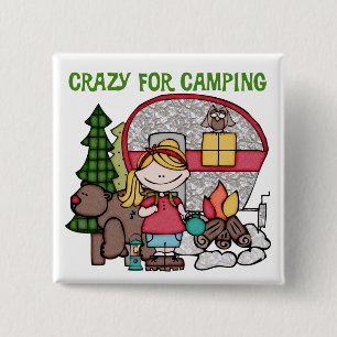 Blond Girl Crazy for Camping Knapp