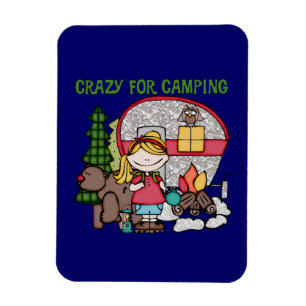 Blond Girl Crazy for Camping Magnet