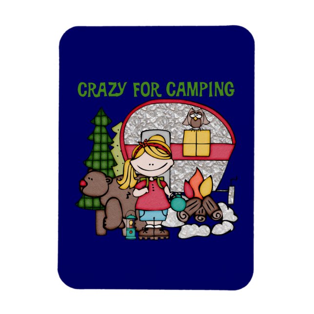 Blond Girl Crazy for Camping Magnet (Vertikal)