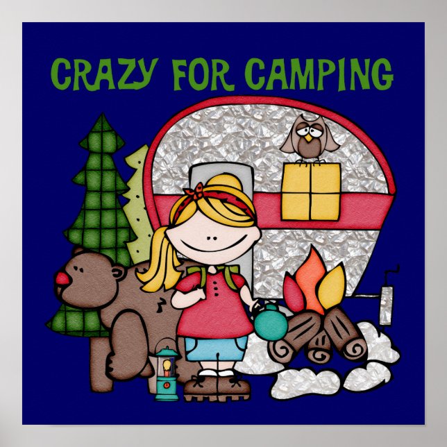 Blond Girl Crazy for Camping Poster (Framsidan)