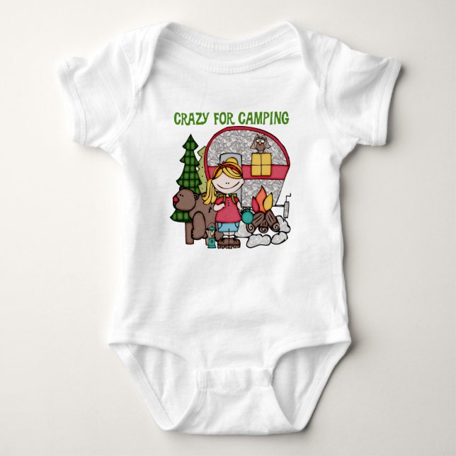 Blond Girl Crazy for Camping T Shirt (Framsida)