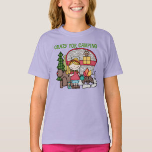 Blond Girl Crazy for Camping T Shirt
