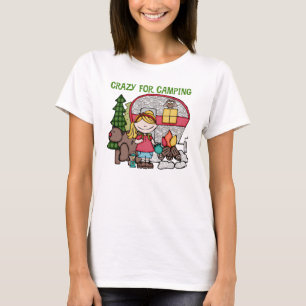 Blond Girl Crazy for Camping Tee Shirt