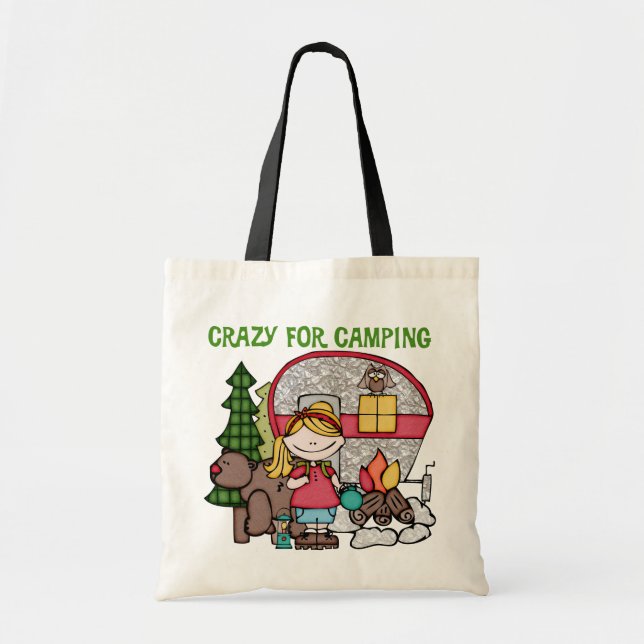 Blond Girl Crazy for Camping Tygkasse (Framsidan)