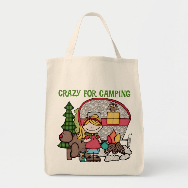 Blond Girl Crazy for Camping Tygkasse (Framsidan)