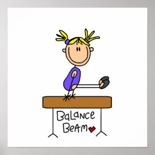 Blond Girl Gymnast on Balance Beam Poster