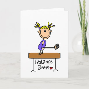 Blond Girl Gymnast on Beam Tshirts and Gifts Kort