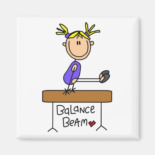 Blond Girl Gymnast on Beam Tshirts and Gifts Magnet (Framsidan)