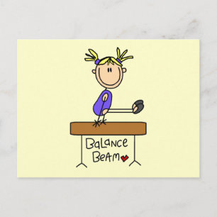 Blond Girl Gymnast on Beam Tshirts and Gifts Vykort