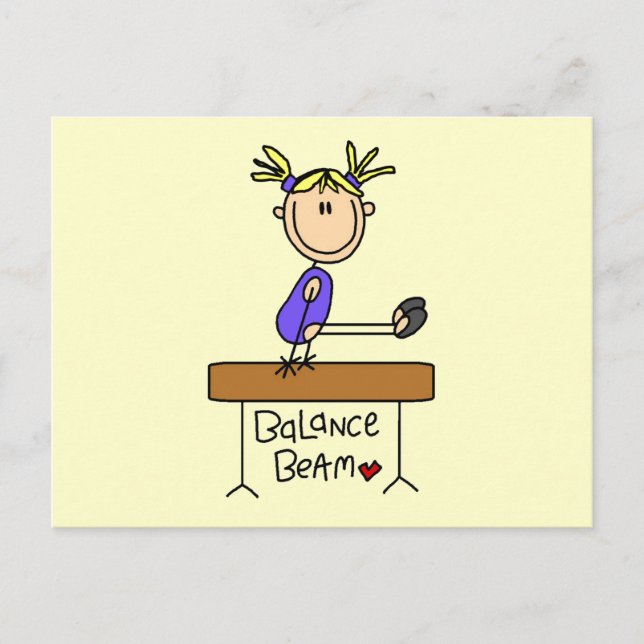 Blond Girl Gymnast on Beam Tshirts and Gifts Vykort (Framsida)