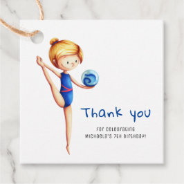 Blond Girl Gymnastics Birthday Tack Gåvor Etiketter