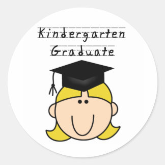 Blond Girl Kindergarten Student Runt Klistermärke