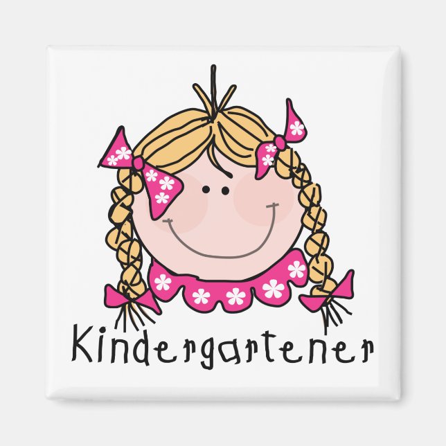 Blond Girl Kindergartner Tshirts och Gifts Magnet (Framsidan)