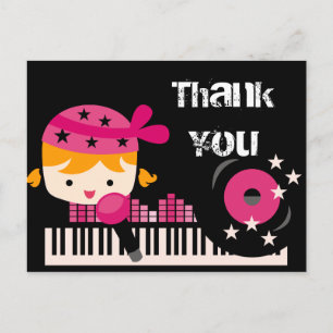 Blond Girl Rockstjärna Birthday Tack Postcard Vykort